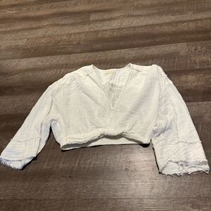 Urban Outfitters White Cropped Long Sleeve Top